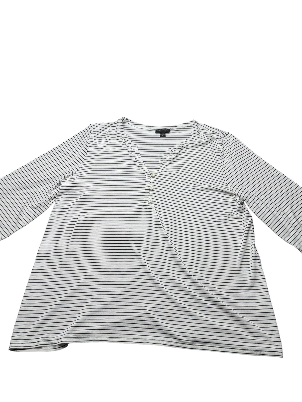 J. Jill The Wearever Collection Come Top Women’s L Striped Stretch Button V Neck